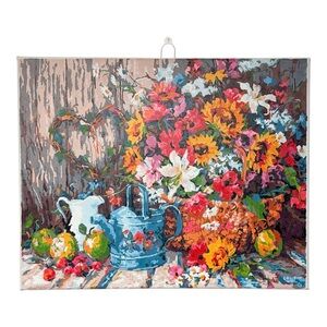 Finished Paint By Numbers Hand Painted in Canvas - Still Flowers